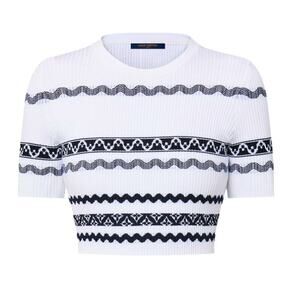 Louis Vuitton - Scallop Stripe Knit Crop Top - Milky White (NOT SOLD AS SET)